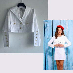 New! Emily in Paris Marin Cropped Jacket White 33064